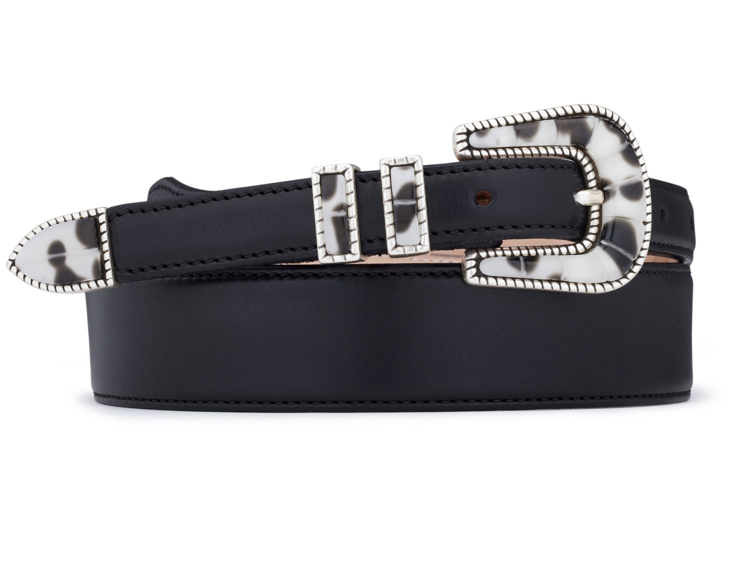 Front picture of Black Shade belt, black calfskin