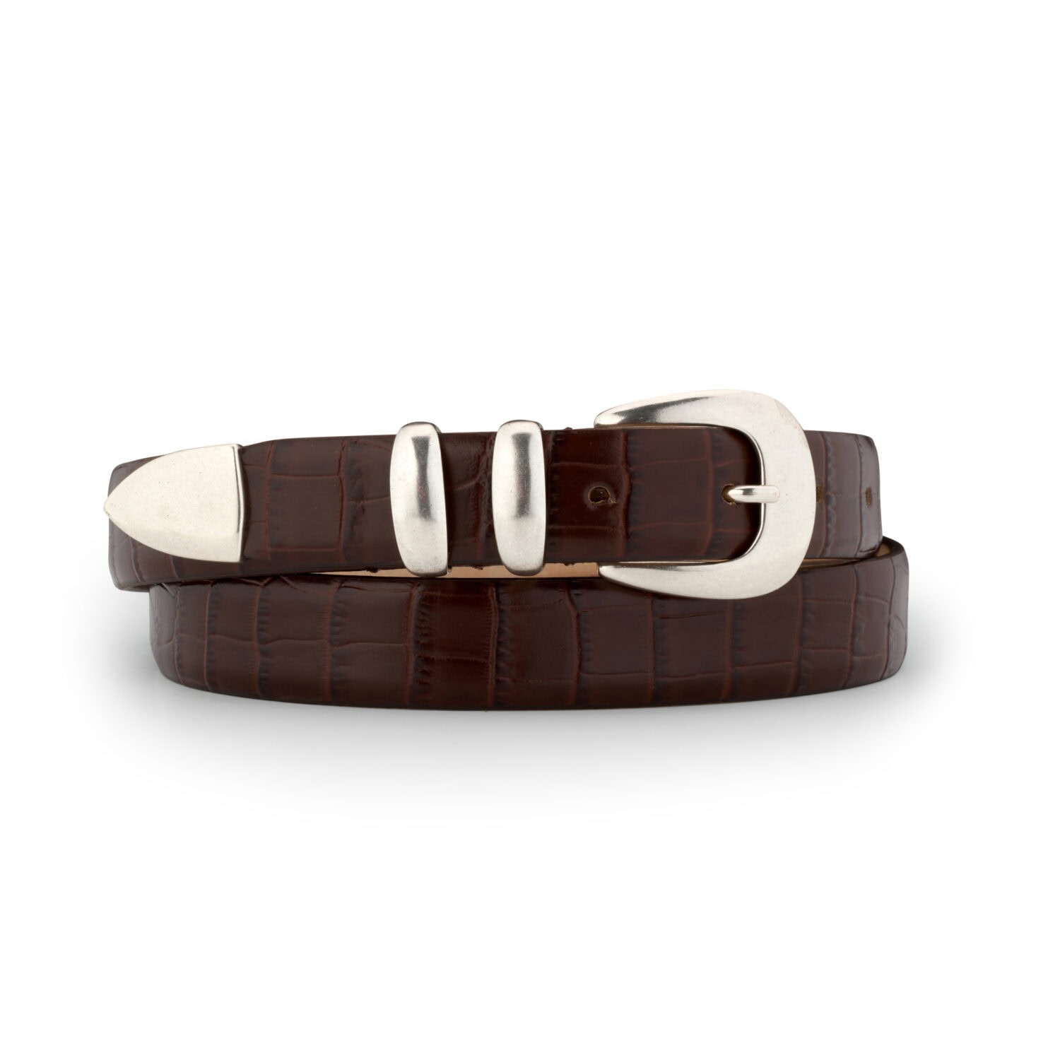 Silver Ostrich - Luxury belts made in Italy - Coconuts Brown Belt1
