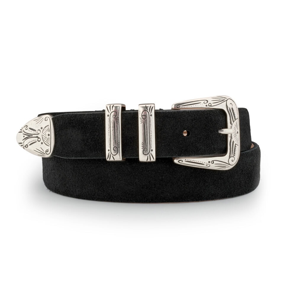 Silver Ostrich - Luxury belts made in Italy - Gipsy Black Suede