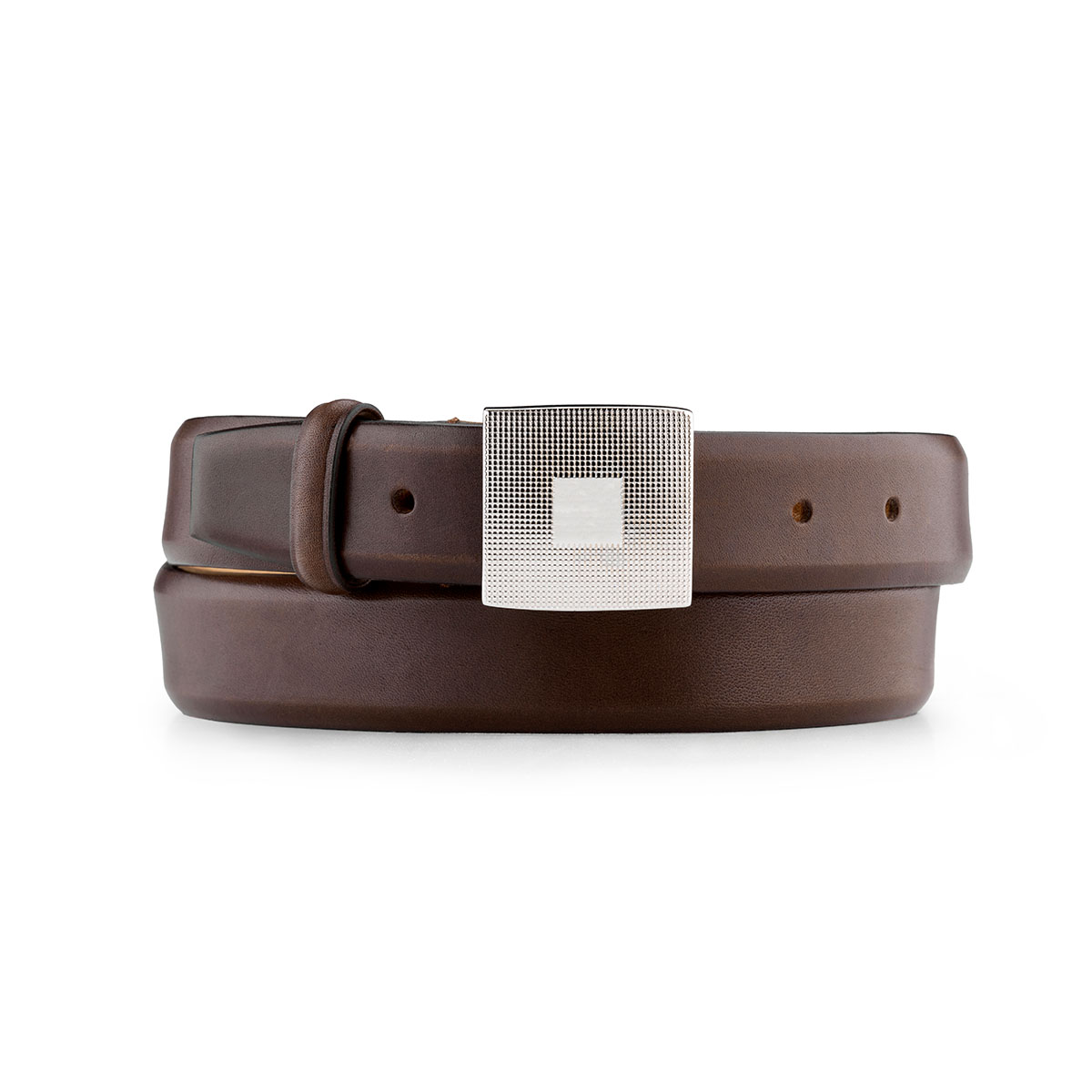 Silver Ostrich - GUILLOCHÉ BROWN BELT - Luxury Belts Handmade in Italy