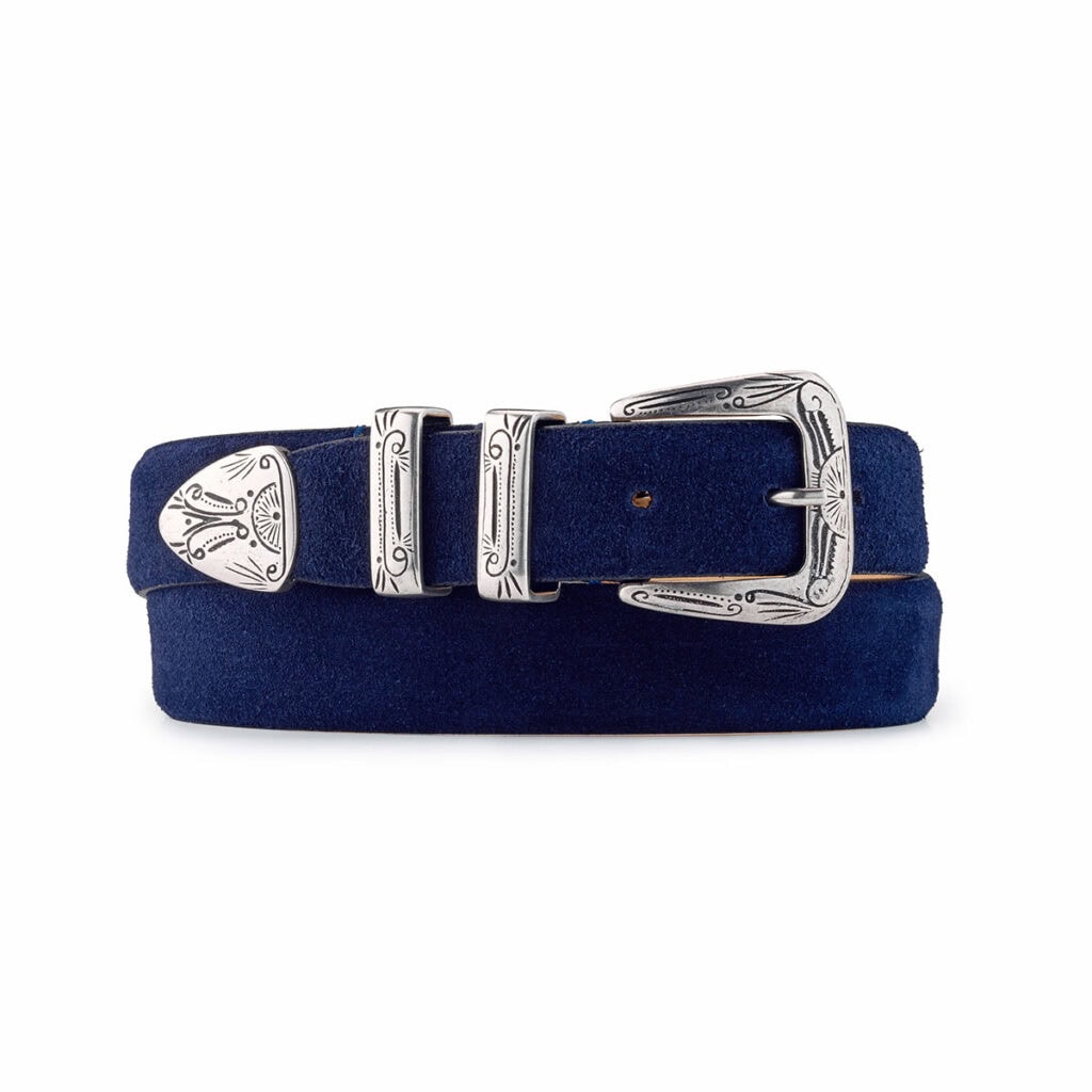 Silver Ostrich - Luxury belts taylor made in Italy - Gipsy Blue