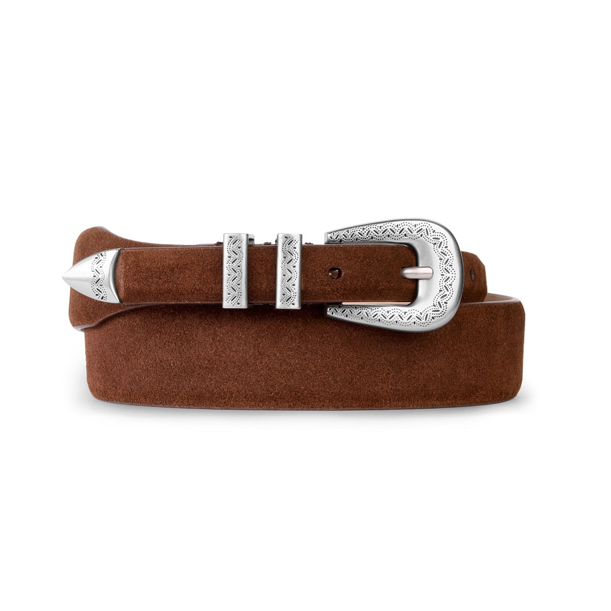 Silver Ostrich - Luxury belts taylor made in Italy - Amboise Brown Suede