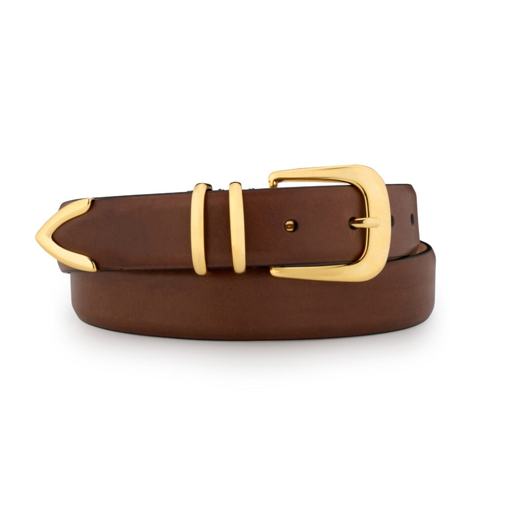 Silver Ostrich - Luxury belts handmade in Italy - First Class Gold and Brown Series